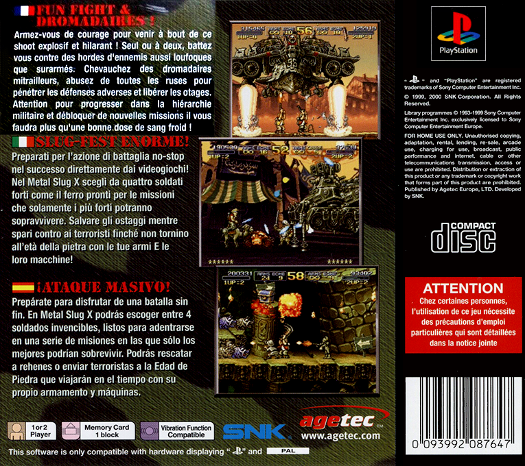 Metal Slug X — box-2D-back (EU)