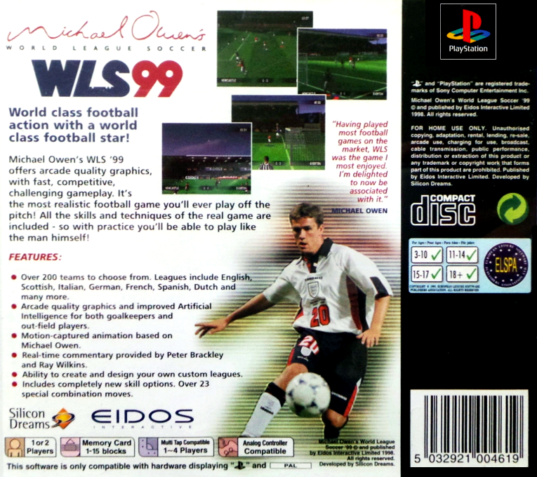 Michael Owen's World League Soccer 99 — box-2D-back (EU)