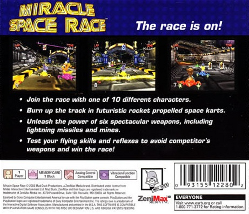Miracle Space Race — box-2D-back (US)
