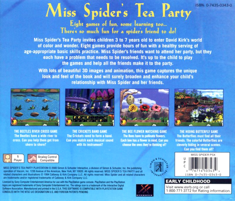 Miss Spider's Tea Party — box-2D-back (US)