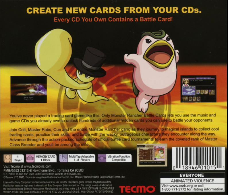 Monster Rancher - Battle Card - Episode 2 — box-2D-back (US)
