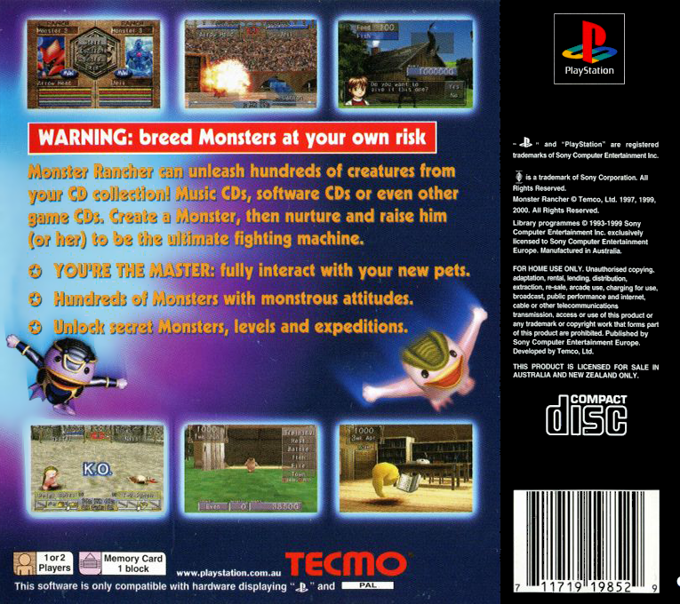 Monster Rancher 2 — box-2D-back (EU)
