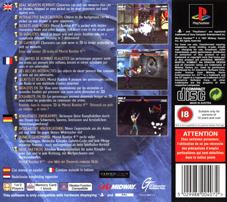 Mortal Kombat 4 — box-2D-back (EU)