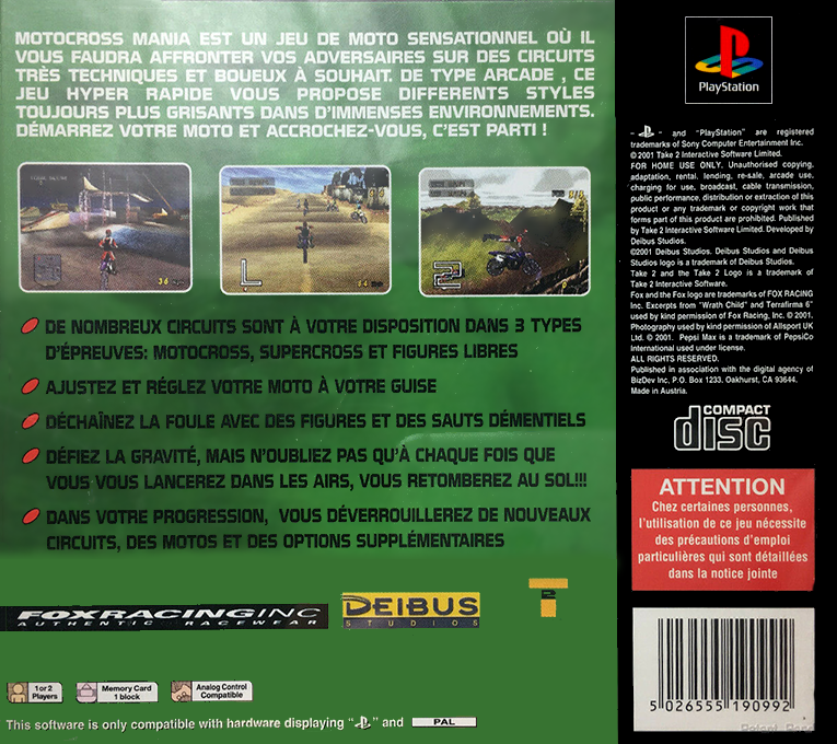 Motocross Mania — box-2D-back (FR)