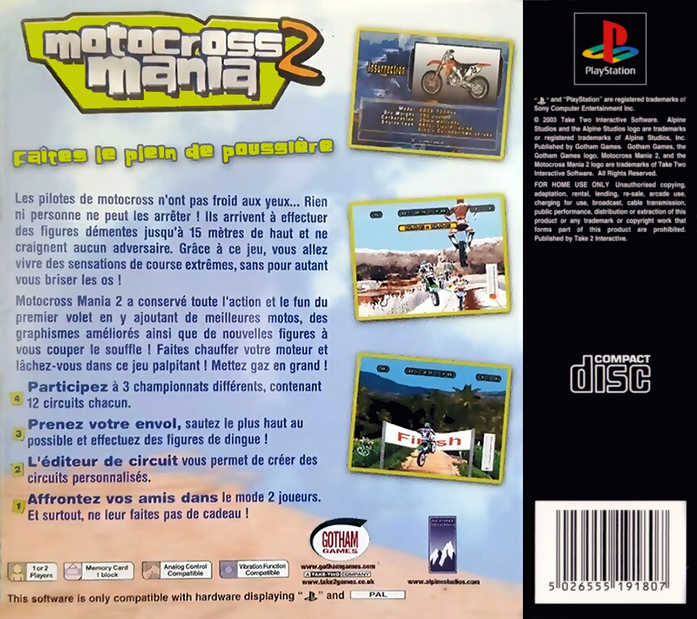 Motocross Mania 2 — box-2D-back (FR)