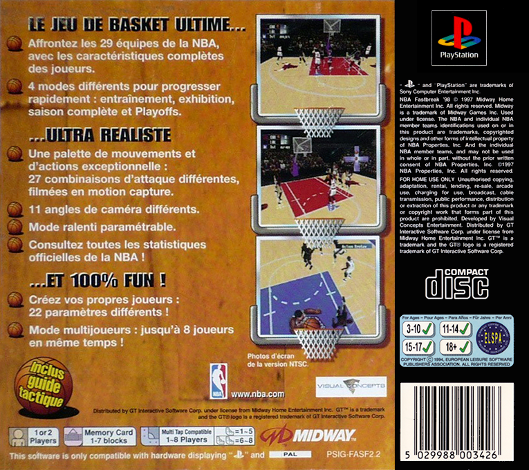 Nba Fastbreak '98 — box-2D-back (FR)