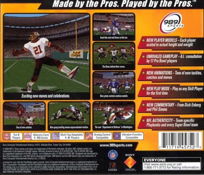 Nfl Gameday 2001 — box-2D-back (US)