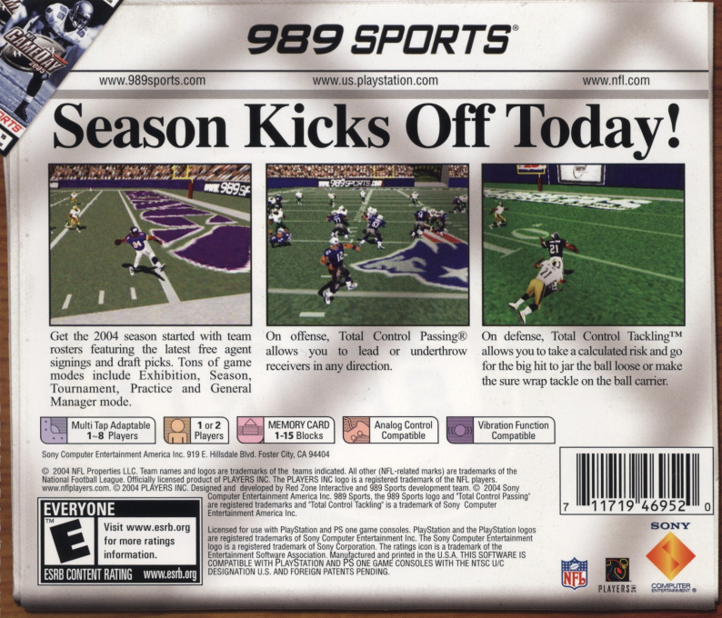 Nfl Gameday 2005 — box-2D-back (US)