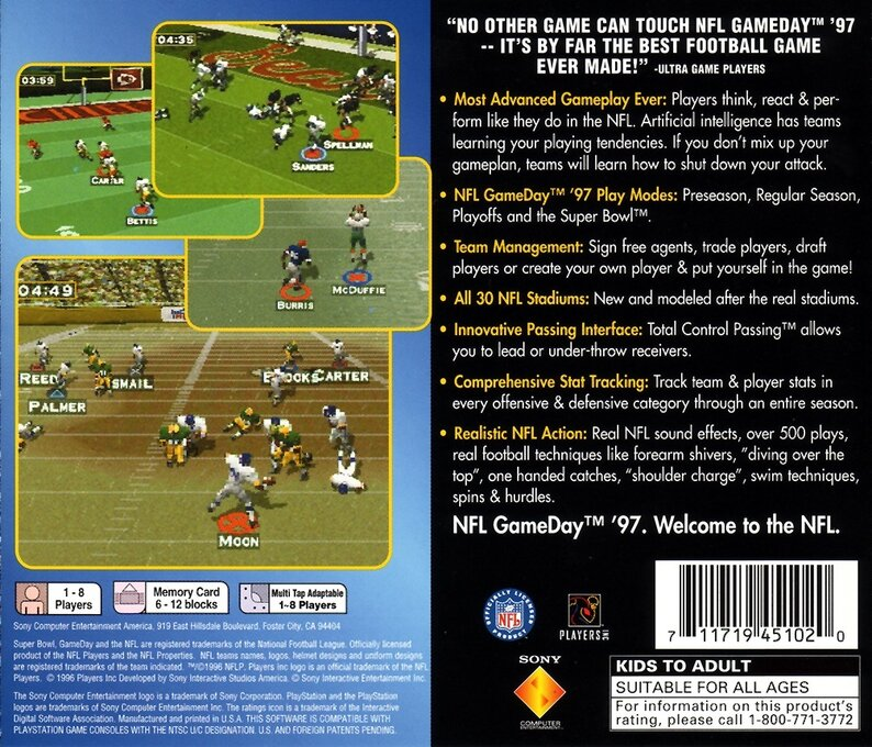 Nfl Gameday '97 — box-2D-back (US)
