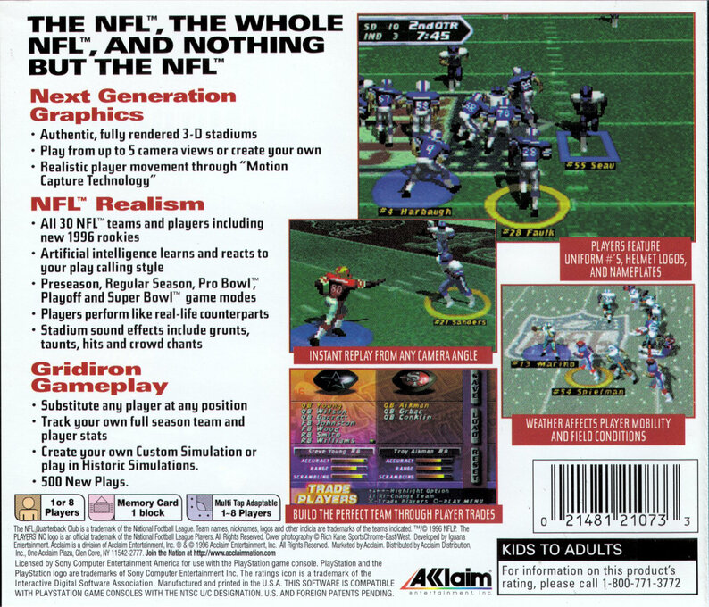 NFL Quarterback Club 97 — box-2D-back (US)