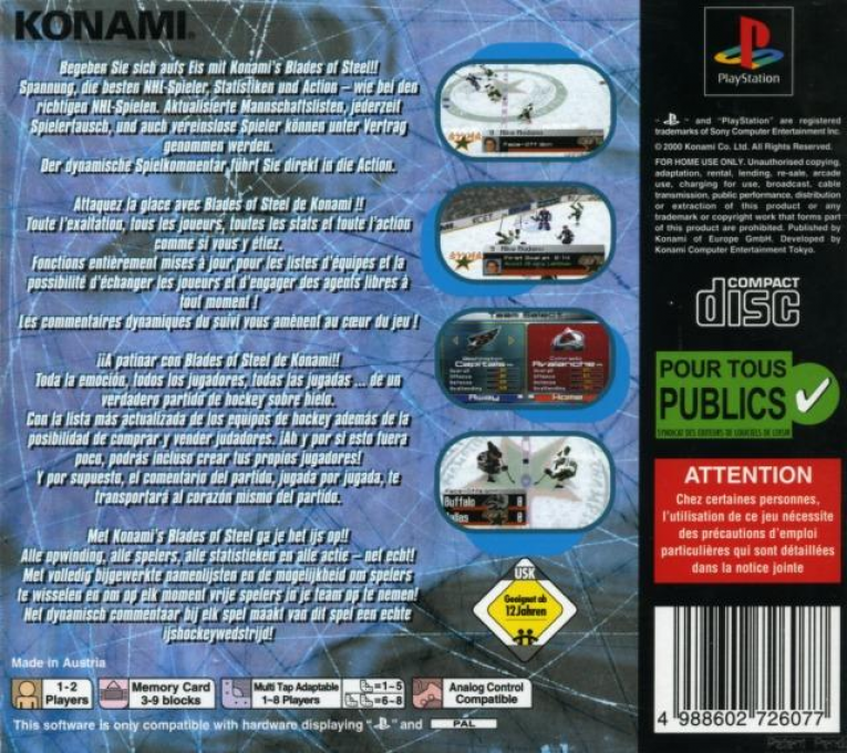 Nhl - Blades Of Steel 2000 — box-2D-back (EU)