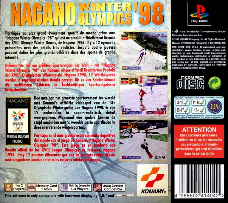 Nagano Winter Olympics 98 — box-2D-back (EU)