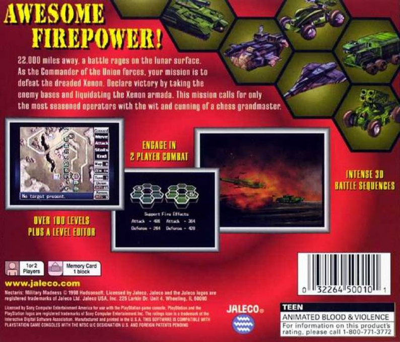 Nectaris - Military Madness — box-2D-back (US)
