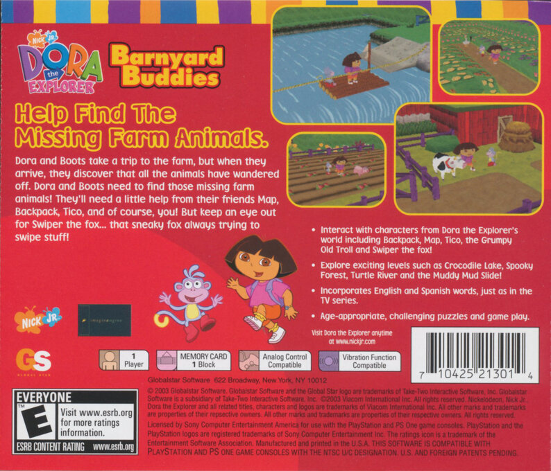 Dora The Explorer - Barnyard Buddies — box-2D-back (US)