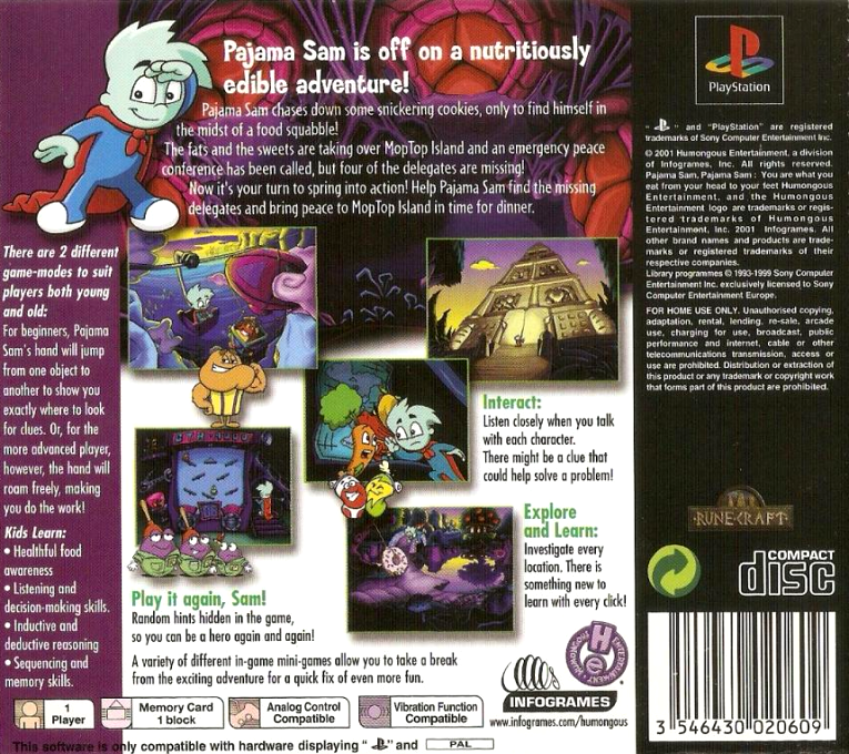 Pajama Sam - You Are What You Eat From Your Head To Your Feet — box-2D-back (EU)