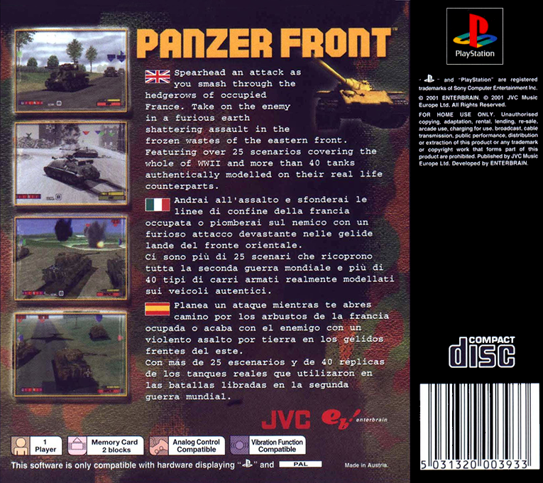 Panzer Front — box-2D-back (EU)
