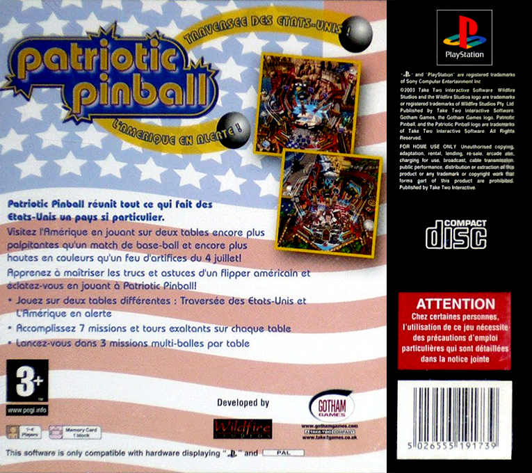 Patriotic Pinball — box-2D-back (FR)