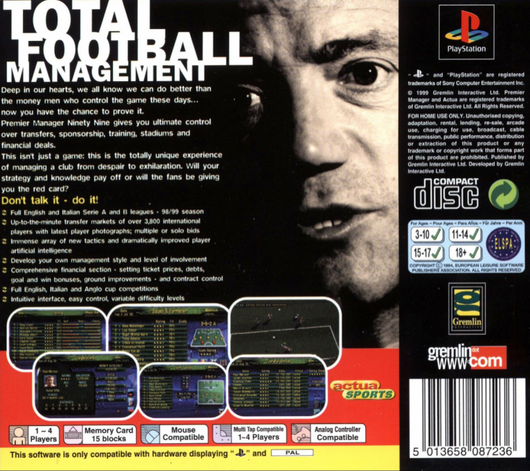 Premier Manager Ninety Nine — box-2D-back (EU)