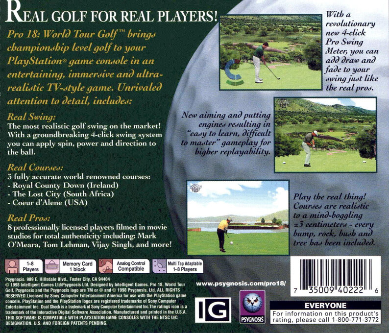 Pro 18 World Tour Golf — box-2D-back (US)