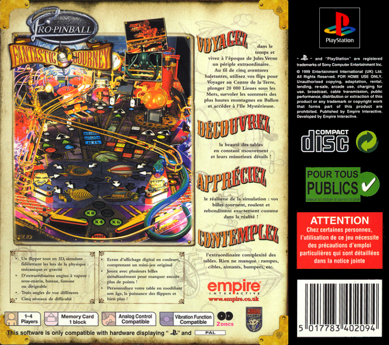 Pro Pinball - Fantastic Journey — box-2D-back (FR)
