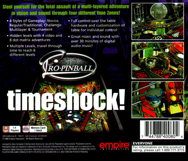 Pro Pinball - Timeshock ! — box-2D-back (US)