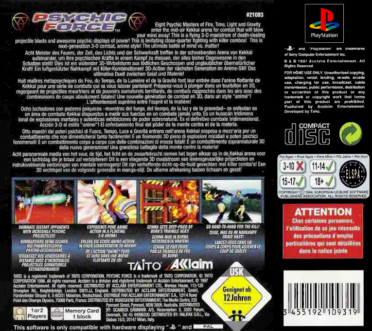 Psychic Force — box-2D-back (EU)