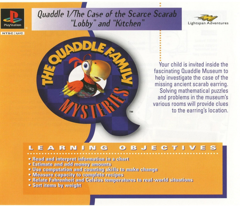 Lightspan - The Quaddle Family Mysteries 1 - The case of the Scarce Scarab - Lobby - Kitchen box art