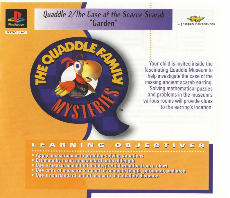 Lightspan - The Quaddle Family Mysteries 2 - The case of the Scarce Scarab - Garden box art