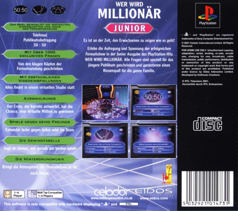 Who Wants To Be A Millionaire ? Junior — box-2D-back (DE)