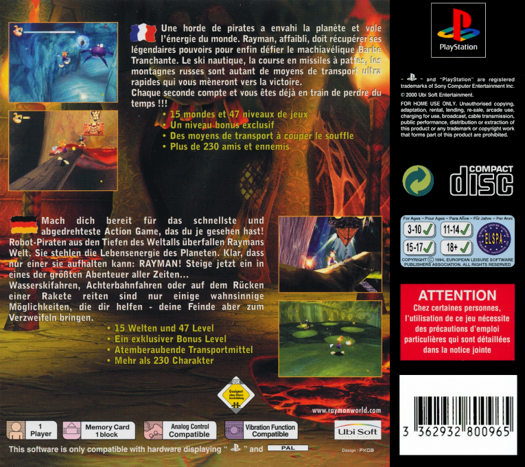 Rayman 2 - The Great Escape — box-2D-back (EU)