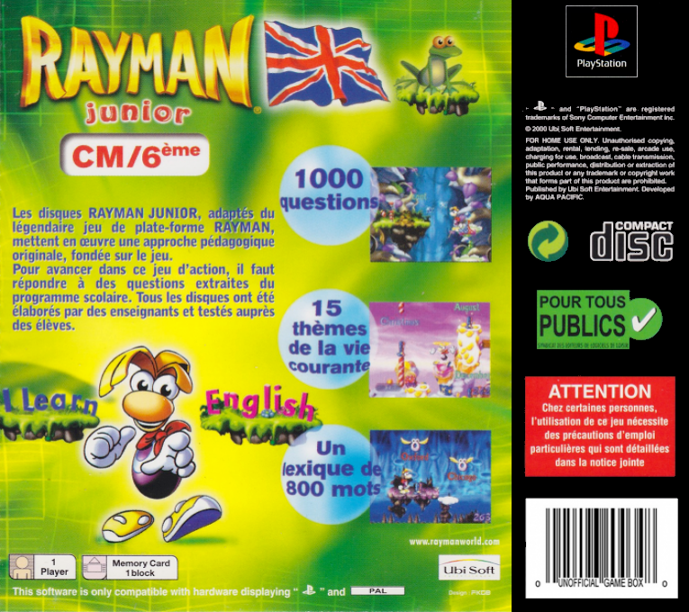 Rayman Junior — box-2D-back (FR)