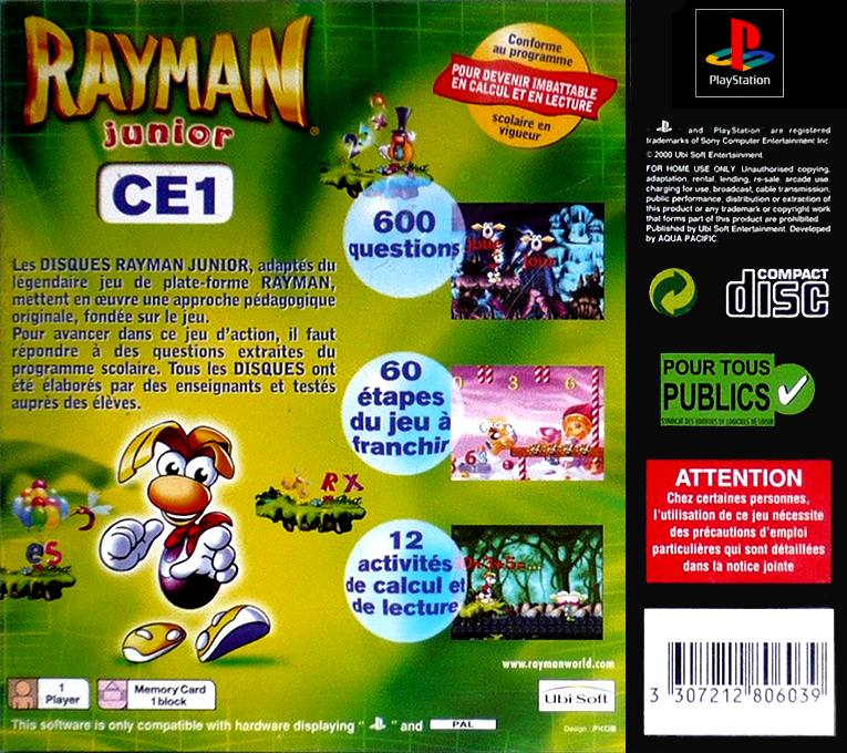 Rayman Junior - Level 2 — box-2D-back (FR)