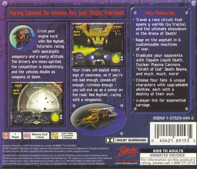Rock N' Roll Racing 2 - Red Asphalt — box-2D-back (US)