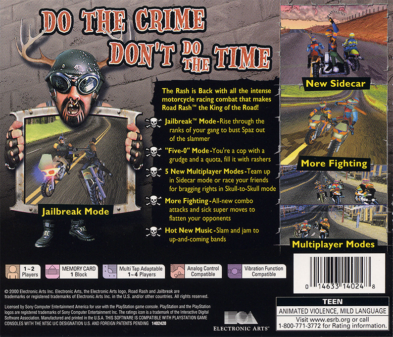 Road Rash - Jailbreak — box-2D-back (US)
