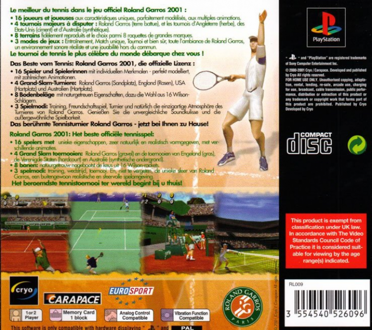 Roland Garros French Open 2001 — box-2D-back (EU)