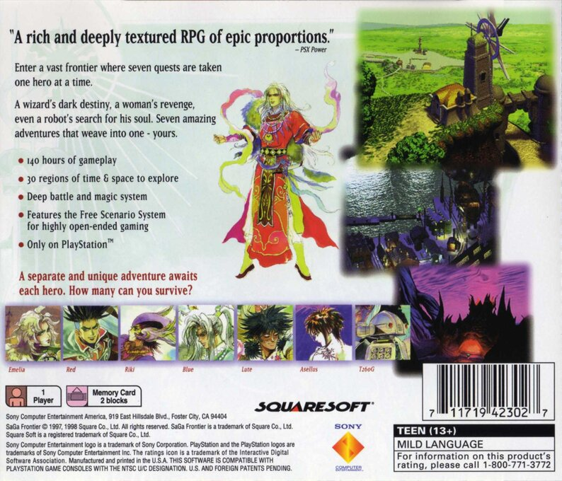 Saga Frontier — box-2D-back (US)