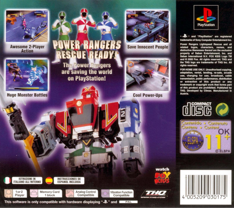 Power Rangers Lightspeed Rescue — box-2D-back (EU)