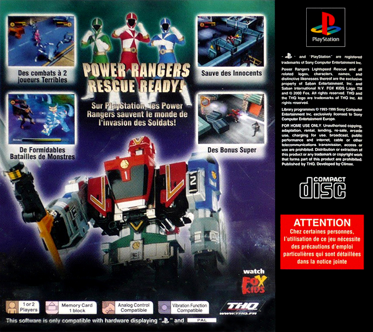 Power Rangers Lightspeed Rescue — box-2D-back (FR)
