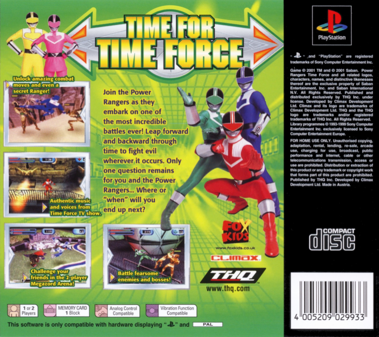 Power Rangers - Time Force — box-2D-back (EU)