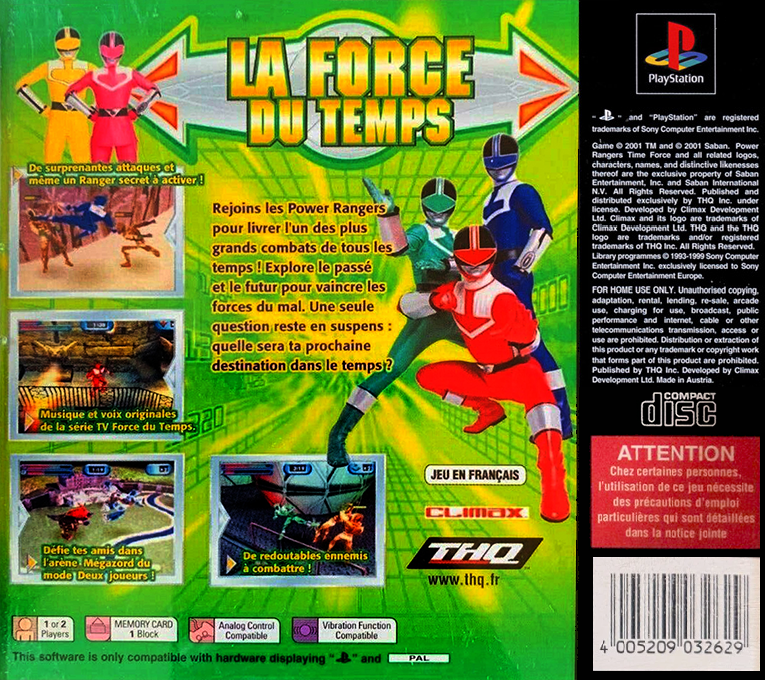 Power Rangers - Time Force — box-2D-back (FR)