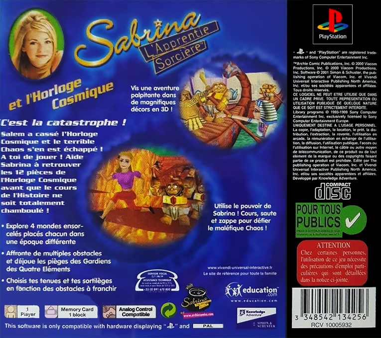 Sabrina The Teenage Witch - A Twitch In Time! — box-2D-back (FR)