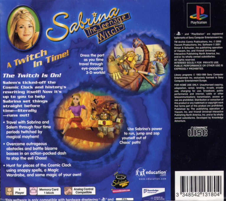 Sabrina The Teenage Witch - A Twitch In Time! — box-2D-back (EU)