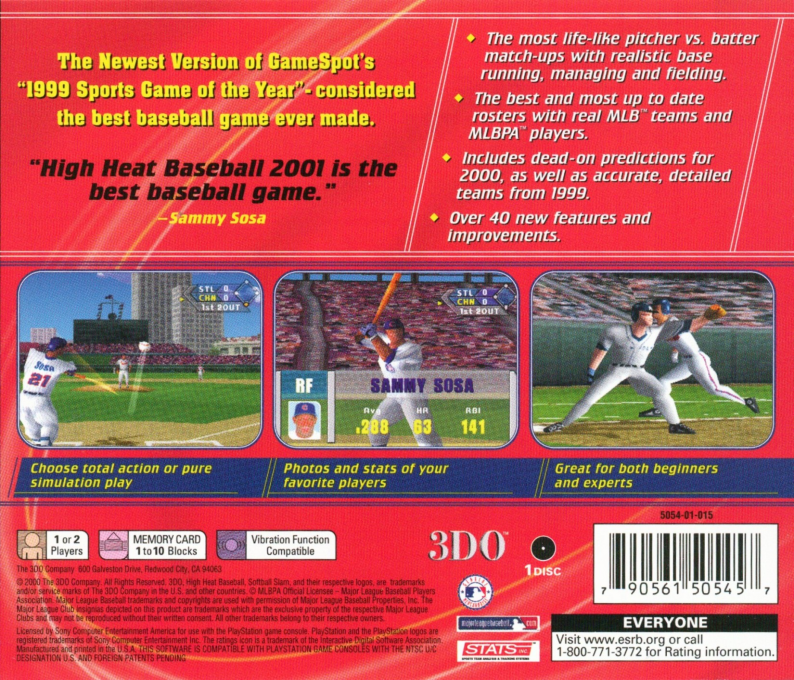 Sammy Sosa High Heat Baseball 2001 — box-2D-back (US)