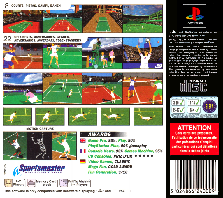 Sampras Extreme Tennis — box-2D-back (EU)