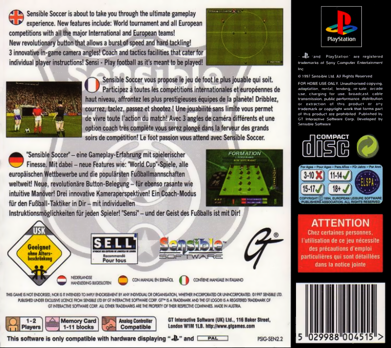 Sensible Soccer — box-2D-back (EU)