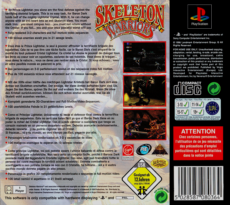 Skeleton Warriors — box-2D-back (EU)
