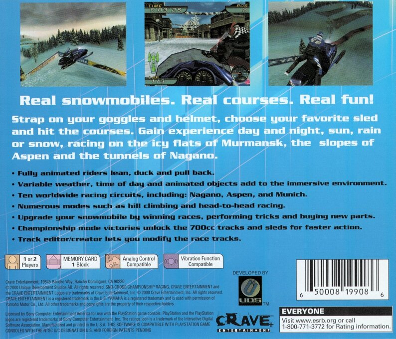Sno-cross Championship Racing — box-2D-back (US)