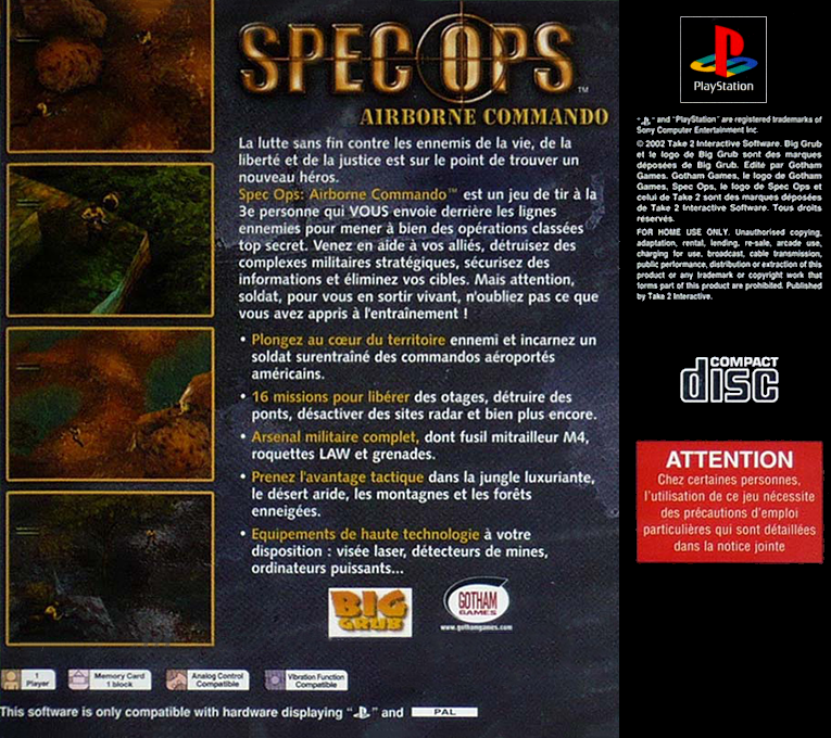 Spec Ops - Airborne Commando — box-2D-back (FR)