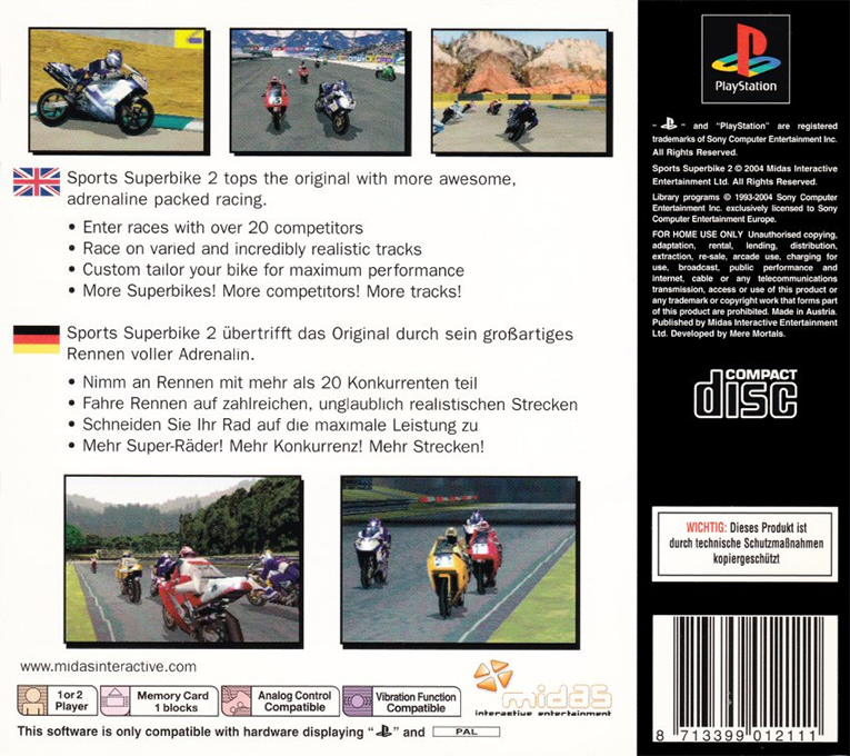 Sports Superbike 2 — box-2D-back (DE)