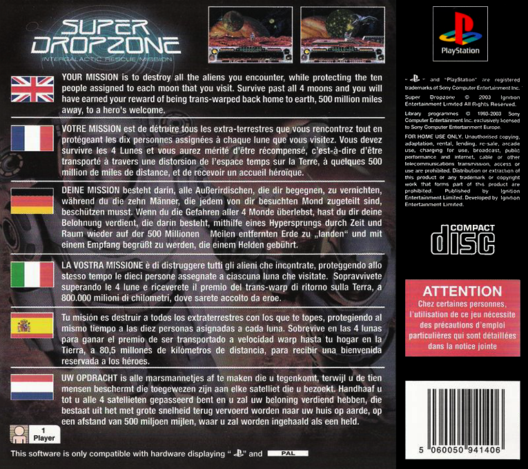 Super Dropzone - Intergalactic Rescue Mission — box-2D-back (EU)